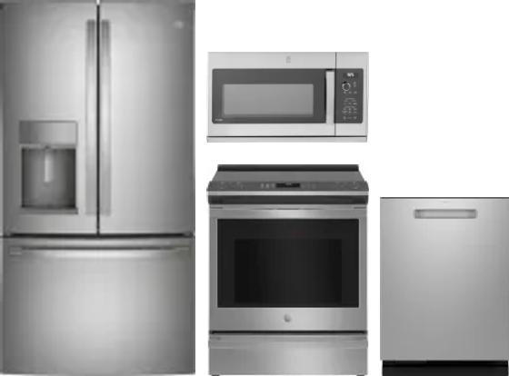 4 Piece Package Includes Refrigerator, Range, Microwave And Dishwasher